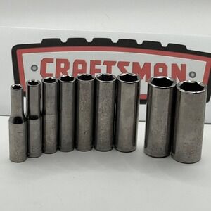 Craftsman 9pc Deep Socket Set 1/4 Drive Metric 6-Point 5mm-14mm USA Made